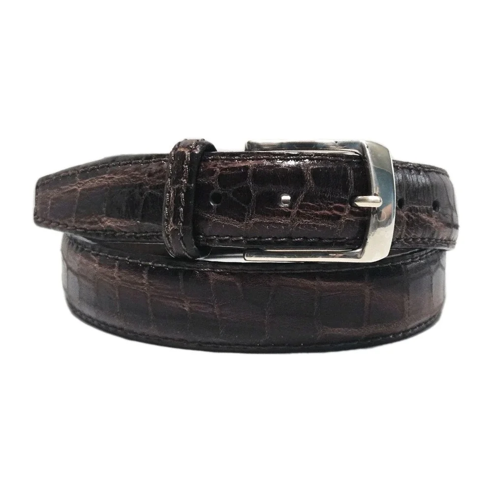 Brighton Men's M21538 Escape Dark Brown Croco Embossed Leather Belt Size 40 USA